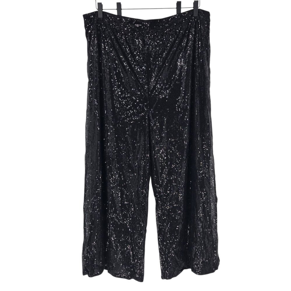 Pretty little things size US 5x black lined sequin sparkle wide leg pants